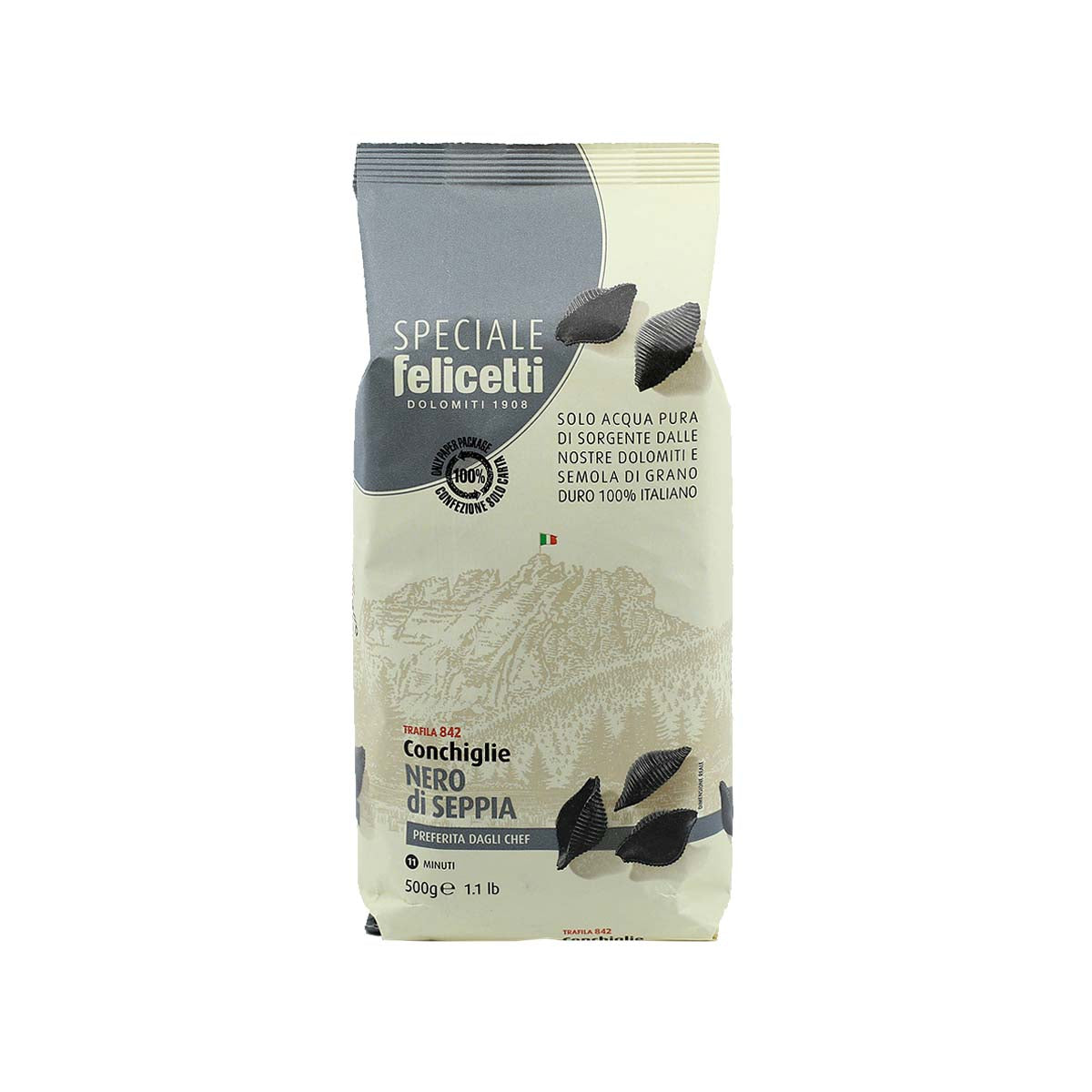 Felicetti Speciale Pasta - N°842 Conchiglie Nero Di Seppia 500g (17.6oz) - Aster Premium