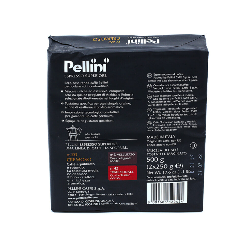Pellini Superiore Cremoso N.20 Ground Coffee 2x250gr (17.64oz) - Aster Premium